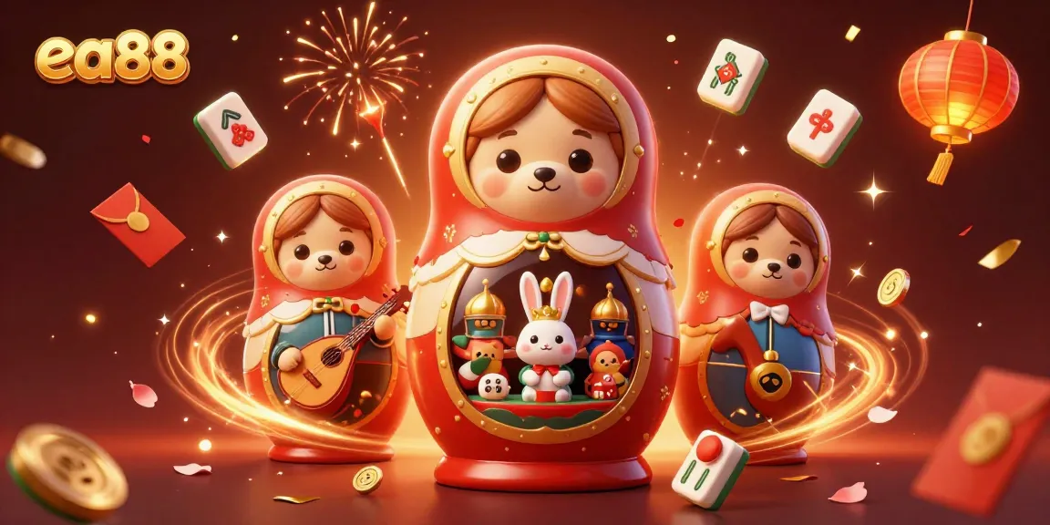 Trải nghiệm động vui nhộn tại ea88 với gấu Matryoshka và các nhân vật sòng bạc.