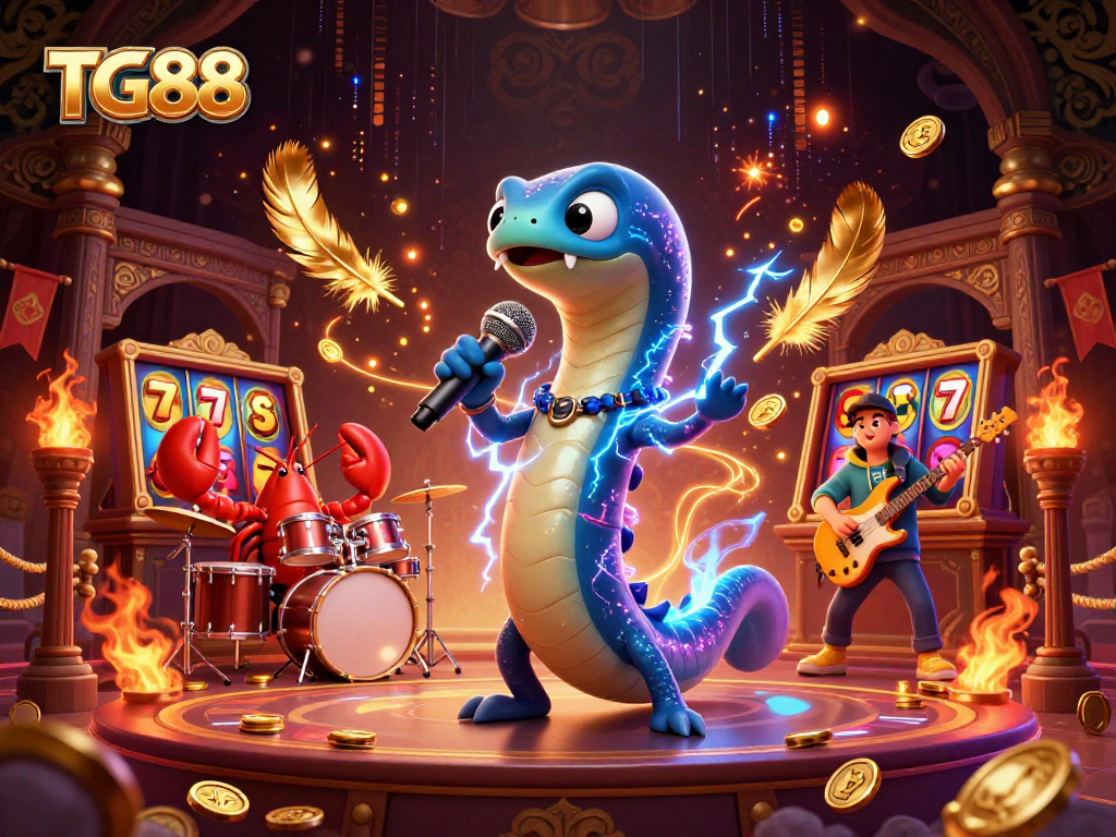 Experience the thrill of TG88 with a vibrant underwater casino scene featuring iconic characters and rich gaming elements.