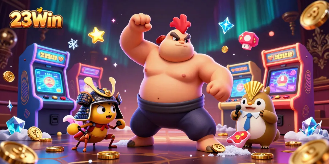 Experience the dynamic action of 23Win's gaming world with vibrant characters in an exciting casino atmosphere.