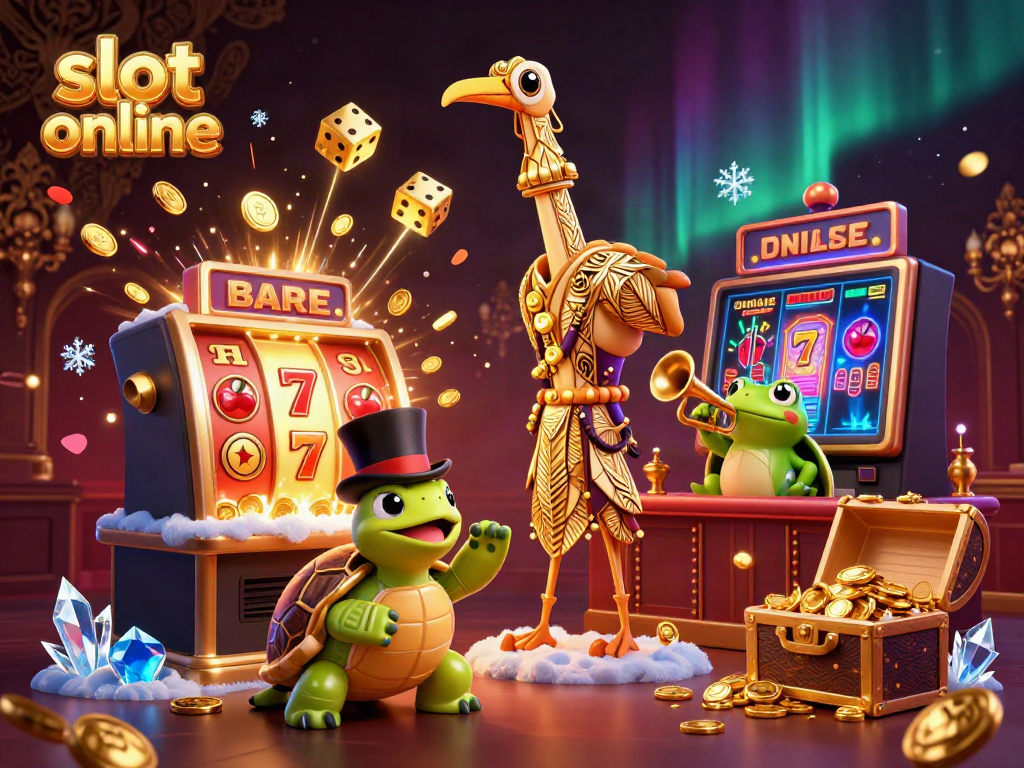 Experience the excitement of slot online with vibrant characters and dynamic casino elements.