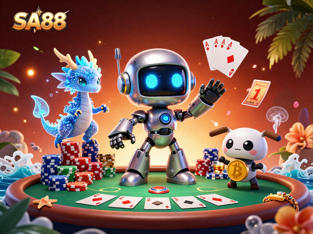 Engage with SA88's thrilling poker action featuring 3D robots and holographic creatures.