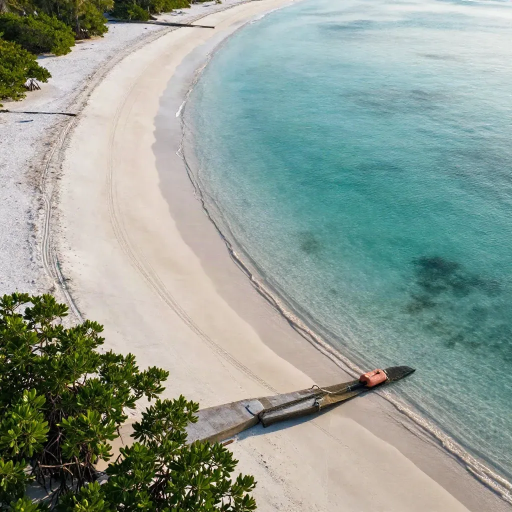 Florida Keys sandbars, mangroves, and a boat ramp at low tide with turquoise shallows.