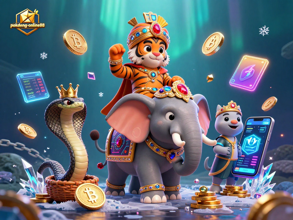 Experience thrilling gameplay with pokdeng-online88 featuring a vibrant scene of a maharaja tiger and treasure.