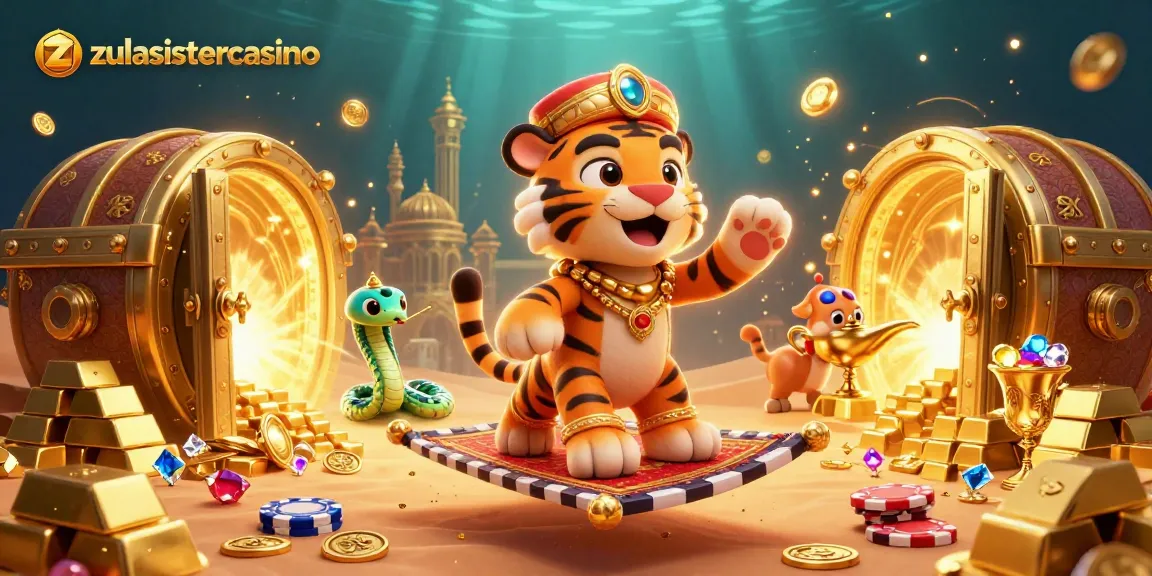 Experience the thrill of zulasistercasino with vibrant 3D characters amidst a dazzling casino scene.