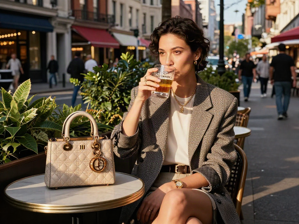 Gaya hidup modern dengan fashion luxury111 di lingkungan urban yang cerah