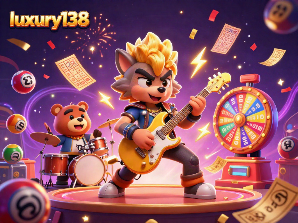 Memainkan lotere dan bingo di luxury138 dengan karakter kartun di panggung kasino