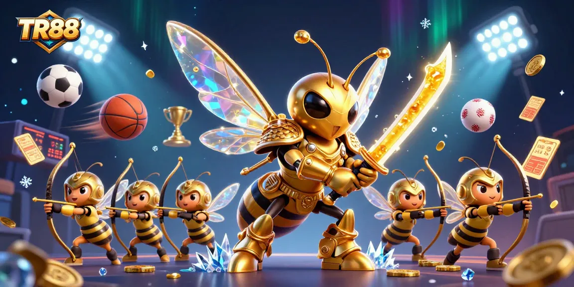 Betting at TR88's vibrant casino featuring dynamic characters and lively gaming elements.