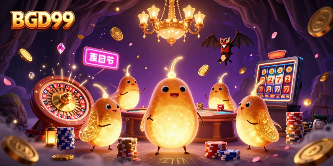 Experience the thrilling atmosphere of BGD99 with glowing characters in a vibrant casino scene.