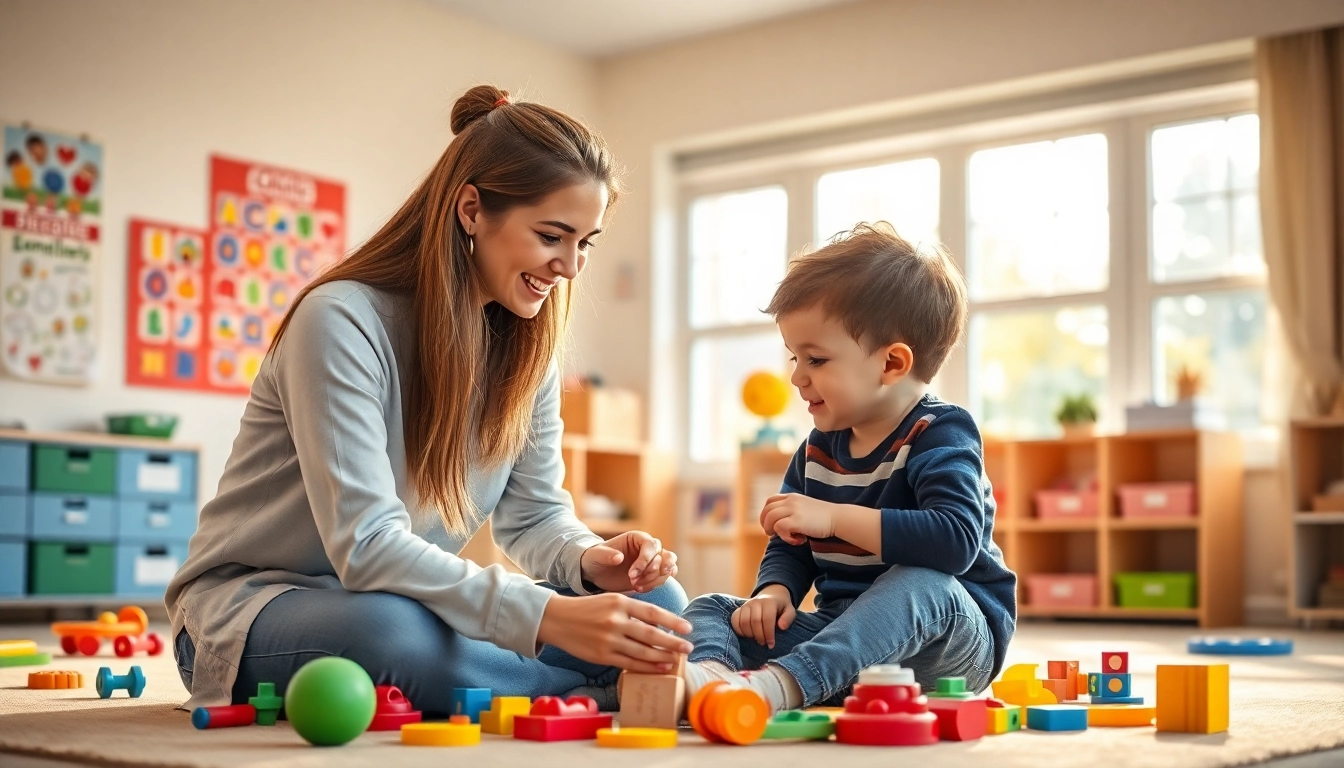 Child participating in ABA therapy in Brighton with a caring professional in a supportive environment.