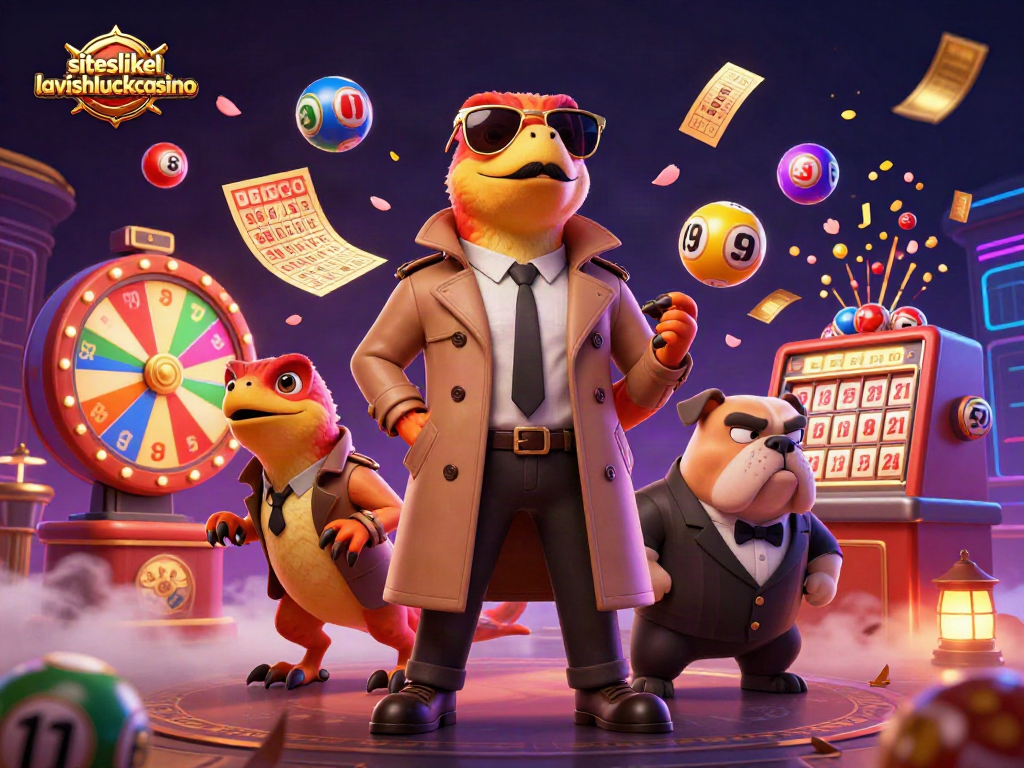 Engage with siteslikelavishluckcasino's fun gaming scene of raptors in disguise and vibrant lottery elements.