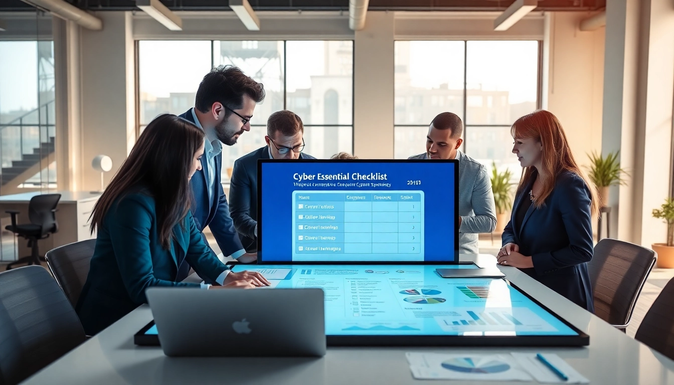 Implementing cyber essentials renewal checklist in a team meeting.