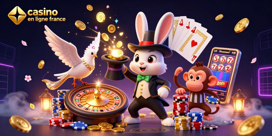 Atteignez vos gains avec l'illustration de casino en ligne France, mettant en scène un magicien et des trésors.