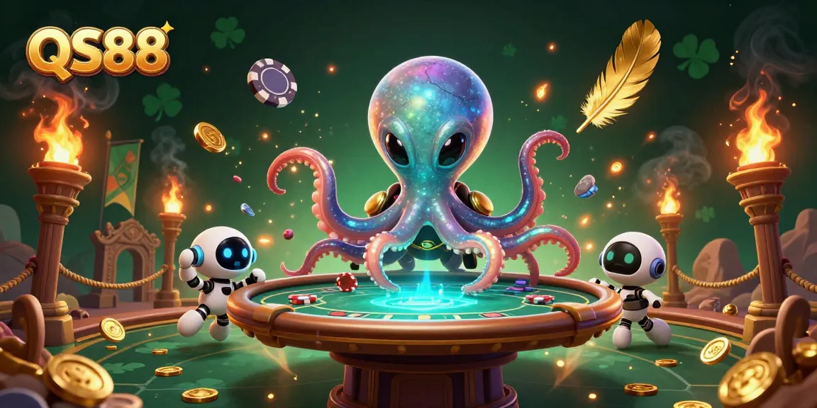 Experience thrilling gameplay at QS88 with an entertaining casino scene featuring 3D characters and vibrant effects.