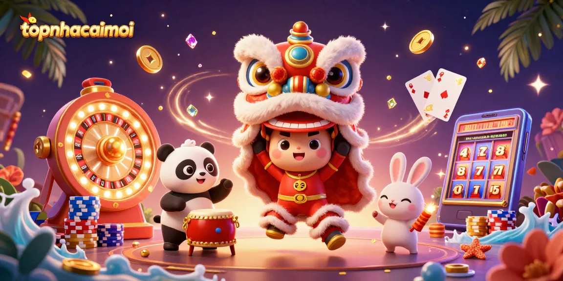 Experience the excitement of topnhacaimoi with dynamic casino elements in a vibrant 3D scene.