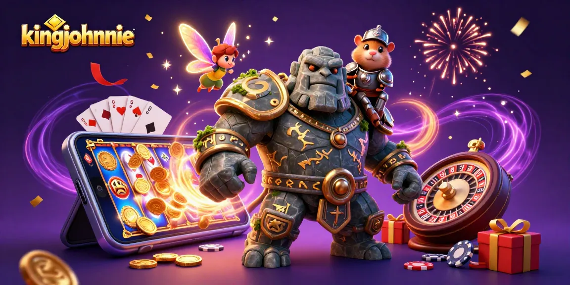 Engage with kingjohnnie through dynamic slot game action with magical characters in a vibrant 3D scene.