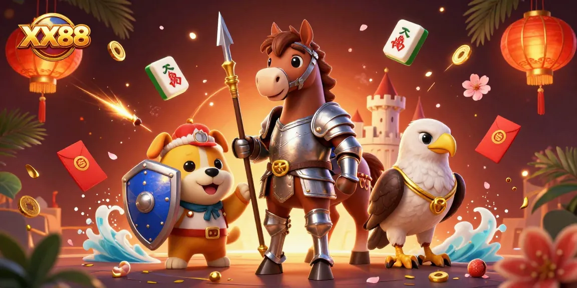 Experience the thrill of gaming at XX88 with vibrant 3D characters and casino elements.