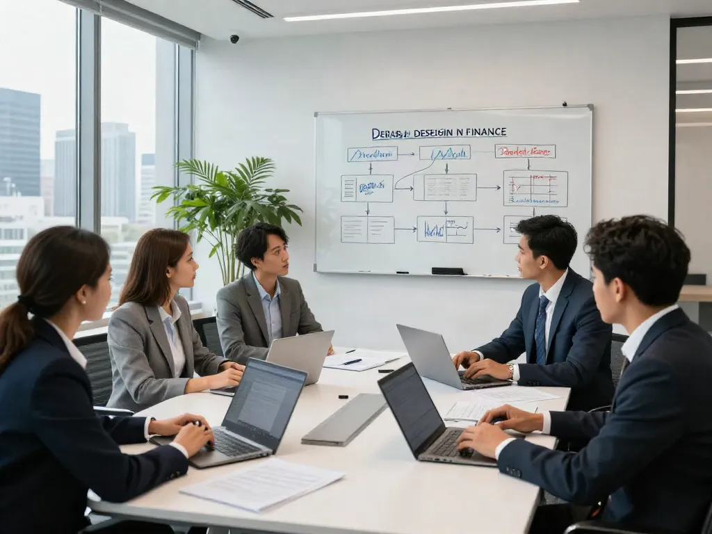 Team discussing debtor in possession financing strategies in modern office setting.