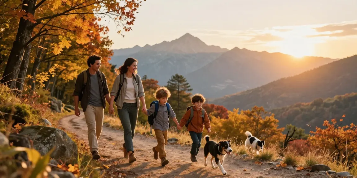 Cheerful family exploring scenic mountain trail together, embodying mantra88 adventure spirit.