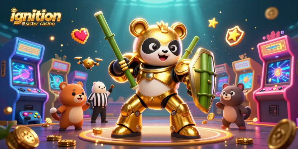 Experience the excitement of ignition sister casino with our vibrant 3D digital gaming illustration.
