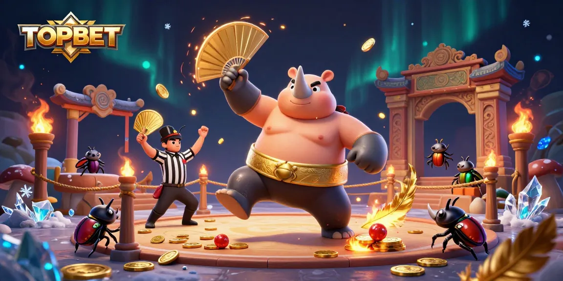 Experience the excitement with TOPBET's thrilling gaming scene featuring dynamic characters and rich casino elements.