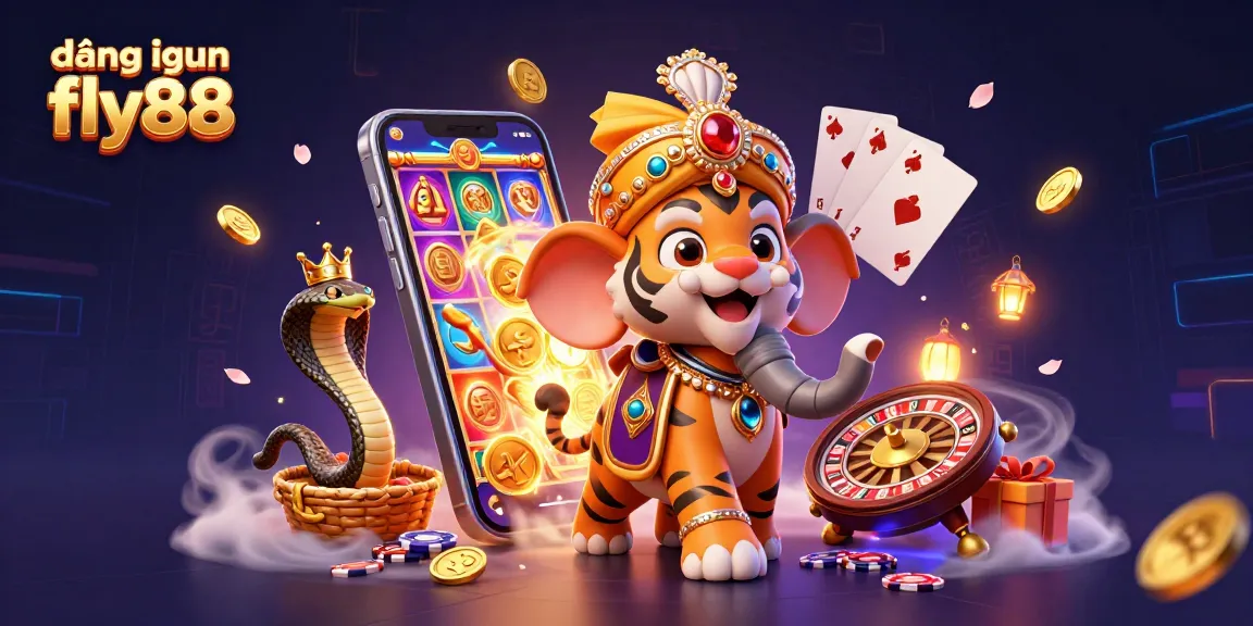 Engage with fun at đăng nhập fly88, featuring animated characters in a lively casino scene.