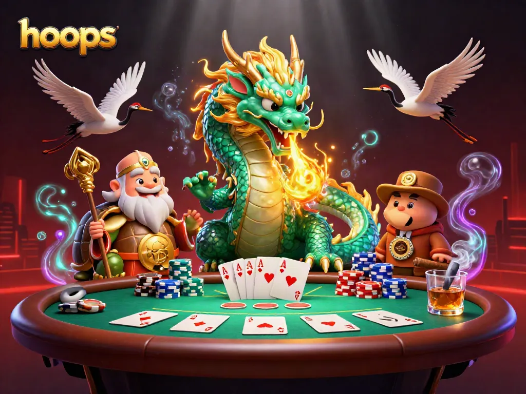 Unleash your luck with hoops-themed jewelry amidst a vibrant poker scene.