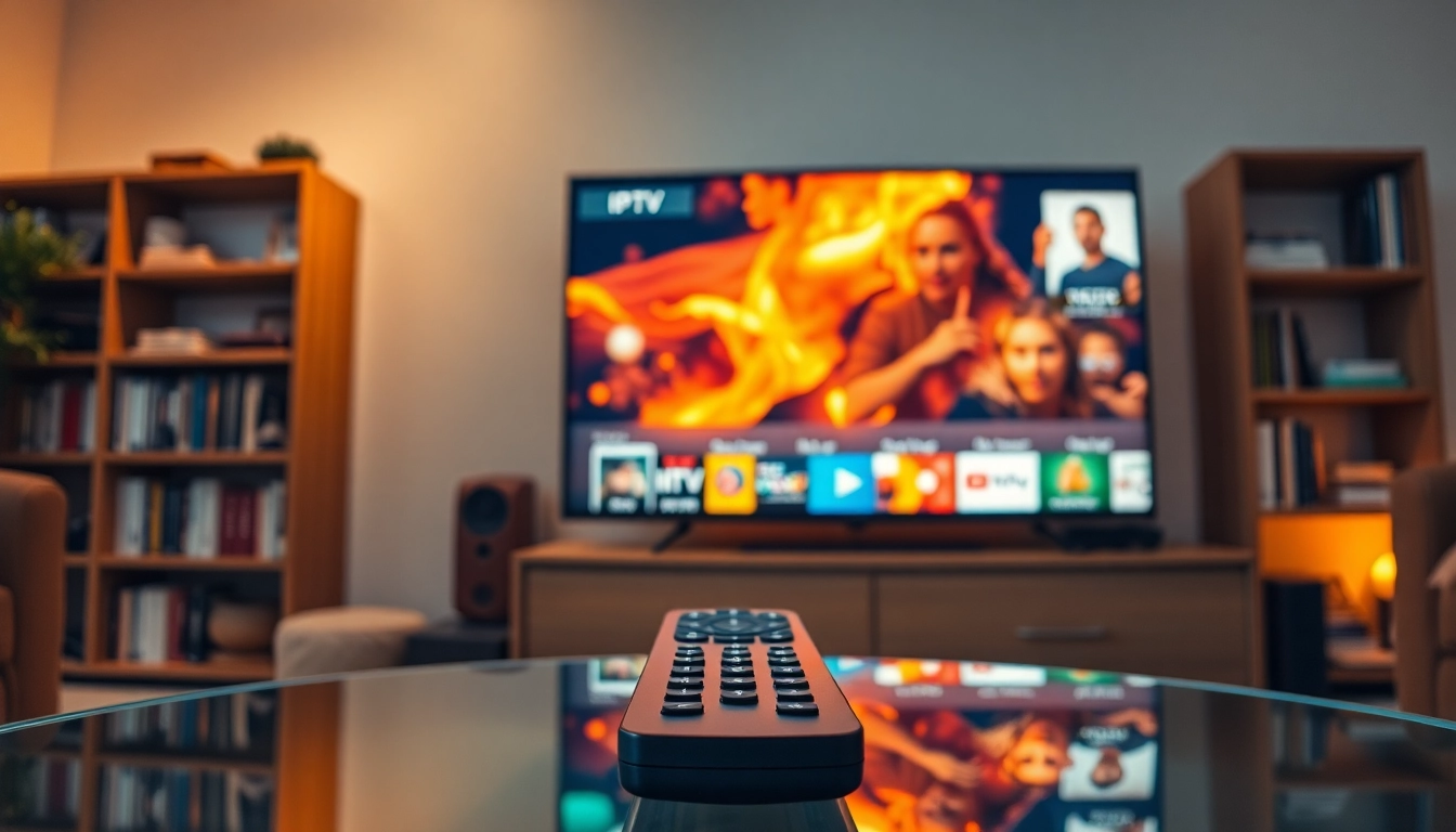Enjoy a free iptv trial with a cozy streaming setup featuring a vibrant TV.