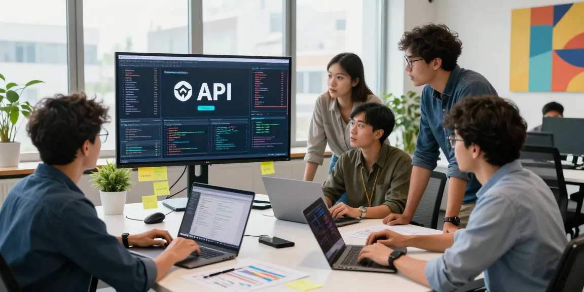 开发团队正在合作创建WebSocket金融推送API，展示实时金融数据的现代工作环境。