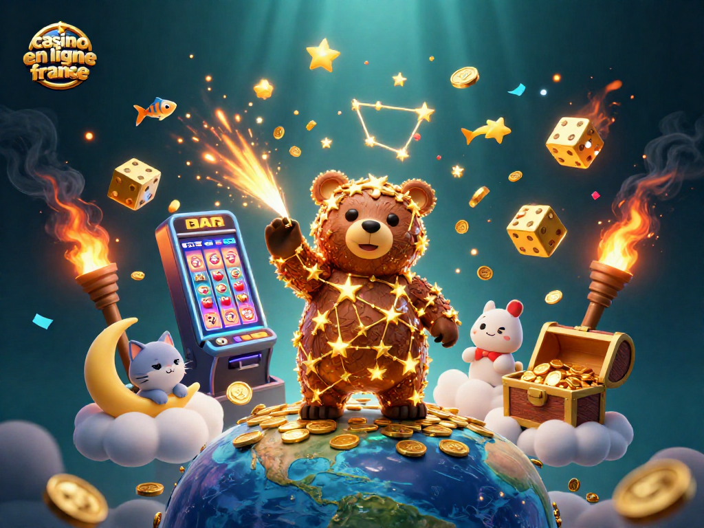 Utilisez le casino en ligne France pour gagner des pièces d'or avec notre ours constellation et ses amis.
