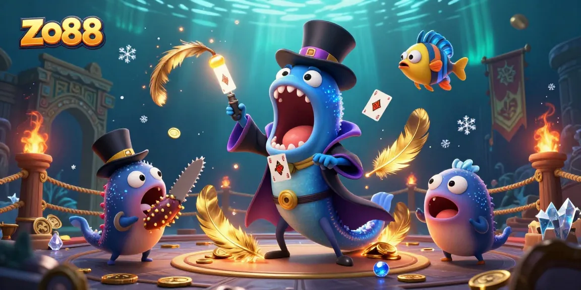 Experience the excitement of zo88's thrilling casino world through enchanting underwater illustrations filled with dynamic characters.