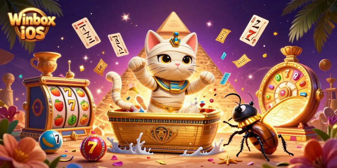 Play and win with the vibrant Winbox iOS in an engaging casino scene featuring fun characters.