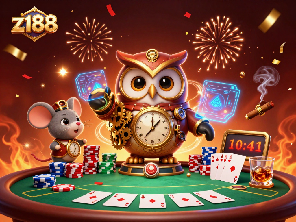 Experience thrilling gameplay at z188 with vibrant casino scenes and whimsical characters.