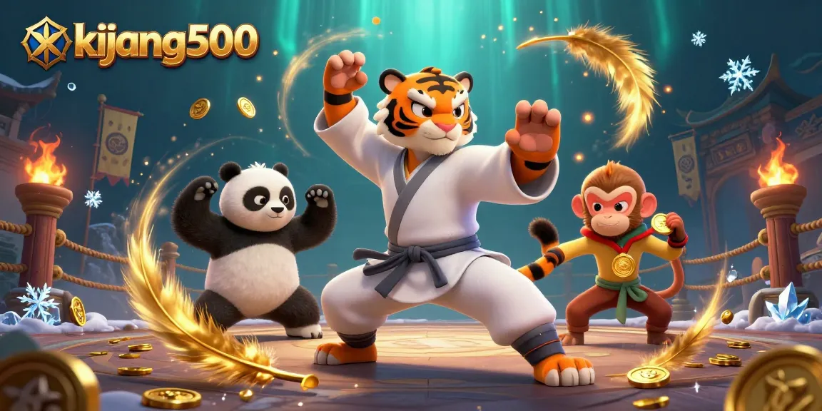 Kijang500 memperlihatkan singa kung fu, panda, dan monyet dengan elemen kasino yang kaya dan dinamis.