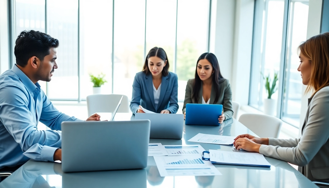 Engaging team collaborating on Contract Management strategies in a modern office.