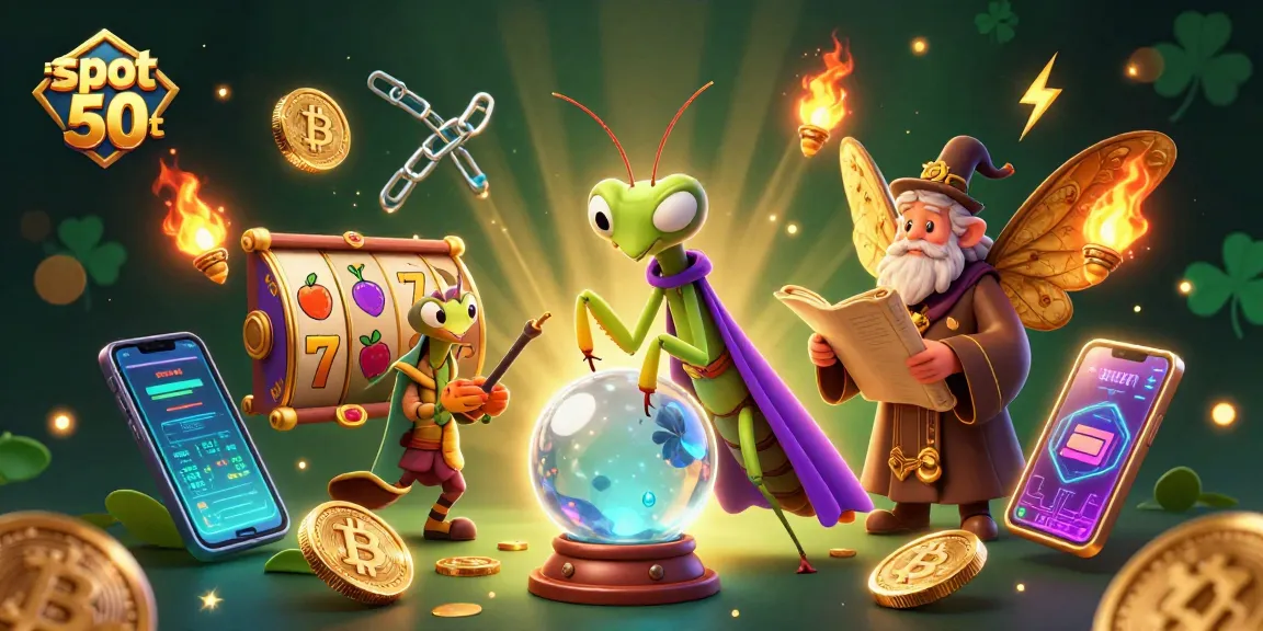 Experience the excitement of slot bet 50 amidst vibrant characters and symbols in this 3D digital illustration.