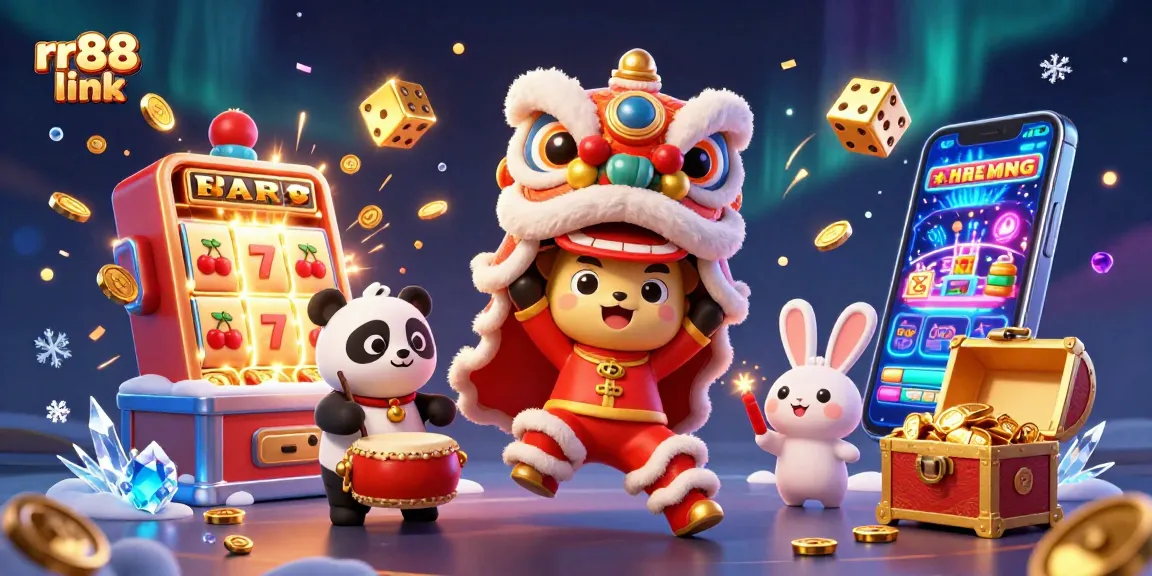 Experience the thrill of gaming with rr88 link during a lion dance celebration filled with vibrant colors and casino excitement.
