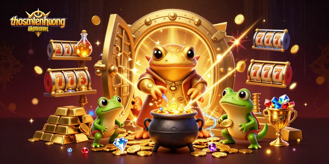 Engage with thosantienthuong in a vibrant scene with gold coins, loot, and casino elements.