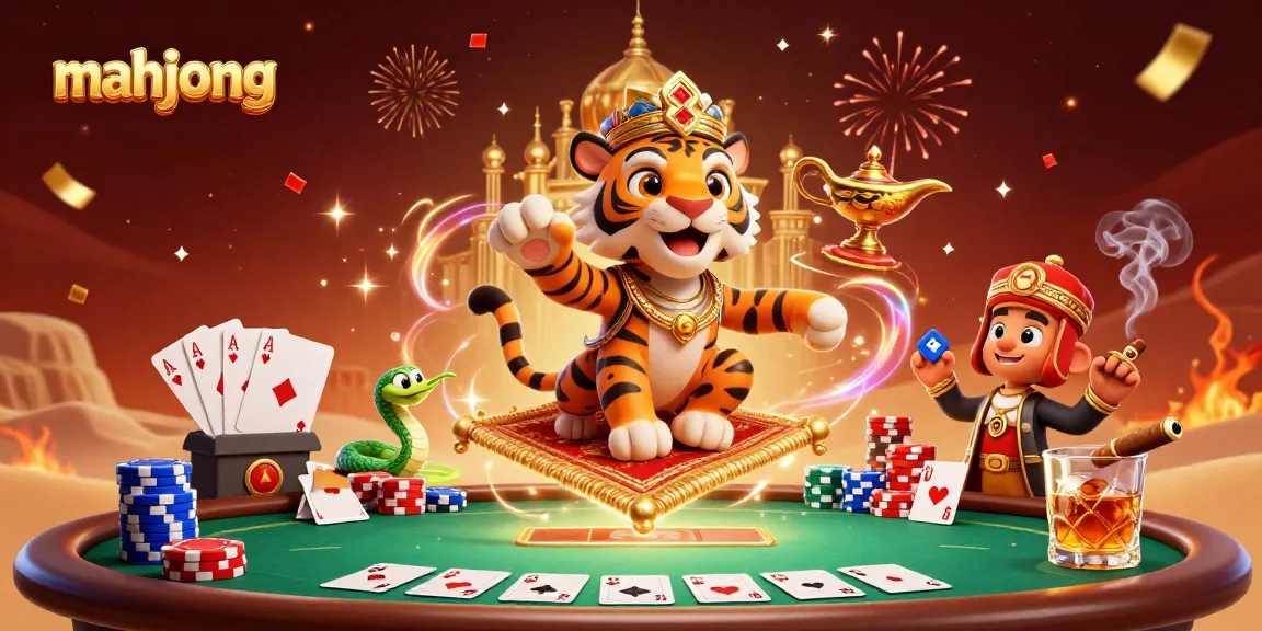 Experience the mahjong excitement with a colorful casino scene featuring dynamic characters and vivid gaming elements.